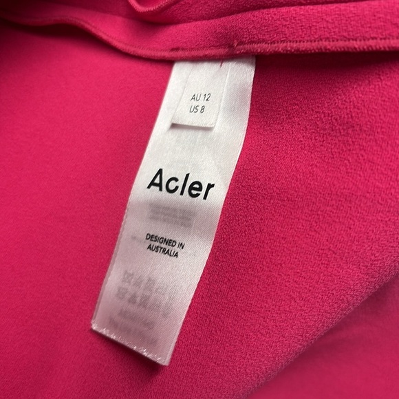 Acler Rowe Mini Dress Seamed High Neck Assymetical Azalea Pink sz US 8 - Picture 8 of 12